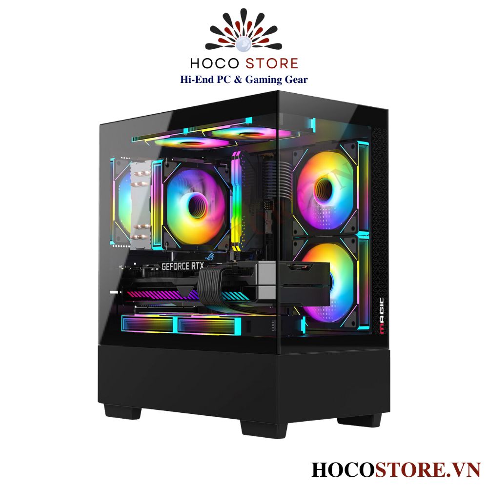 Vỏ Case Máy Tính Magic Mix Tower - Màu Đen (Kính Vô Cực) | Hoco Store PC