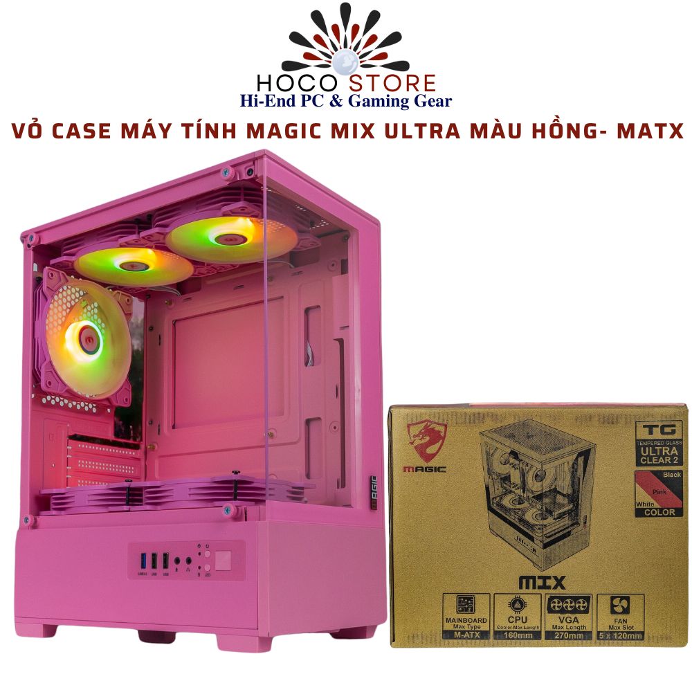 Vỏ Case Máy Tính Magic Mix Ultra Màu Hồng- mAtx