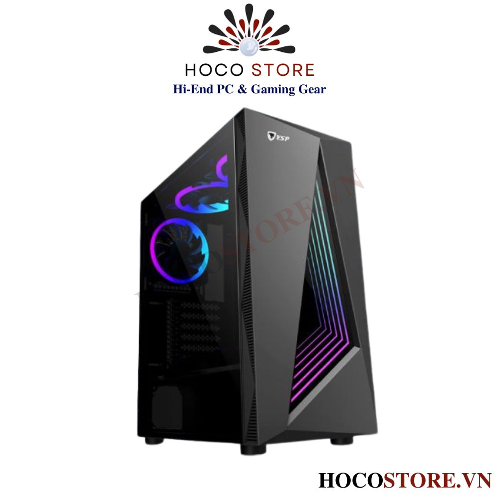 Vỏ Case Máy Tính Gaming VSP KA33 Màu Đen Có Led RGB - Đỉnh Cao Cho Dân Chơi Game l Hoco Store PC