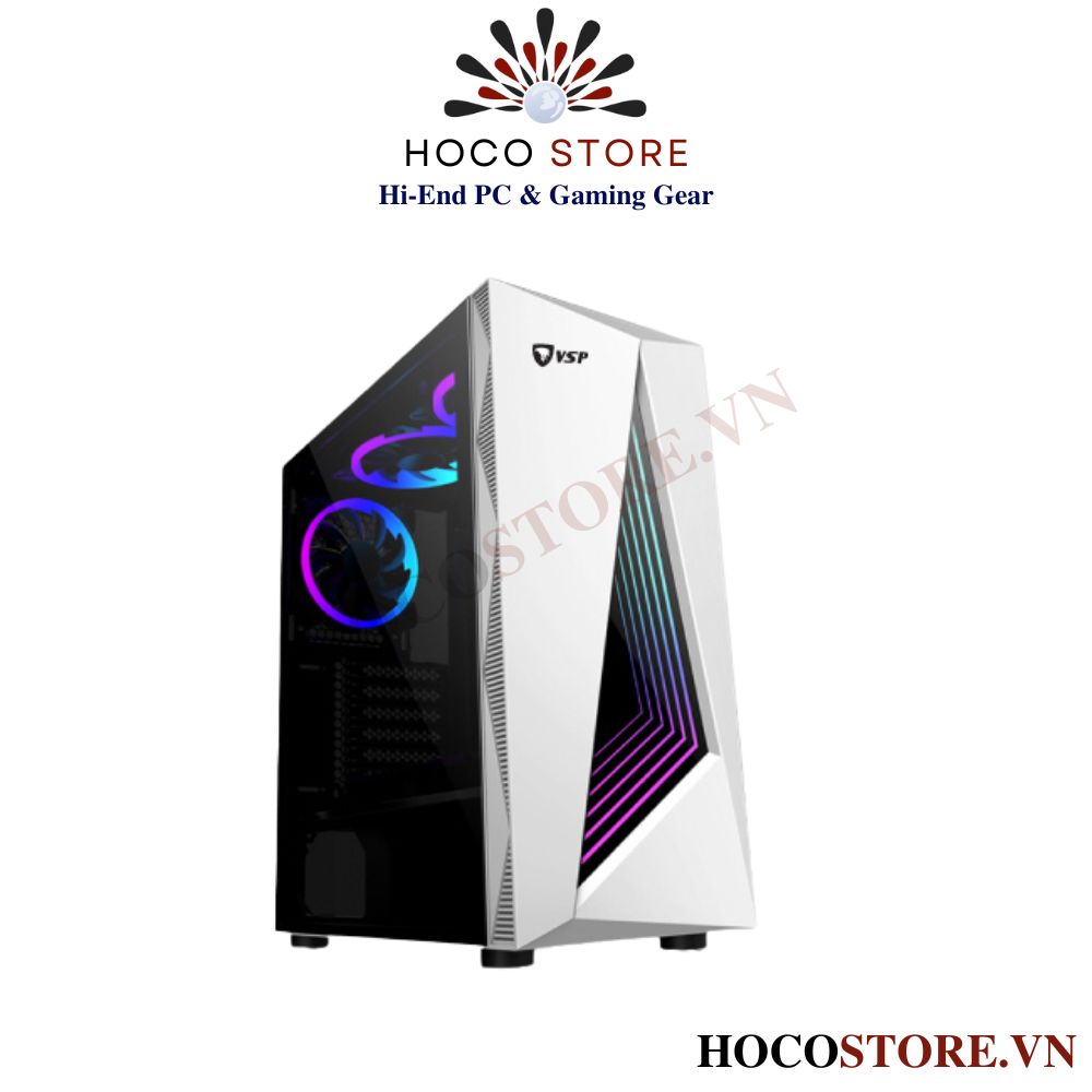 Vỏ Case Máy Tính Gaming VSP KA33 Màu Đen Có Led RGB - Đỉnh Cao Cho Dân Chơi Game l Hoco Store PC