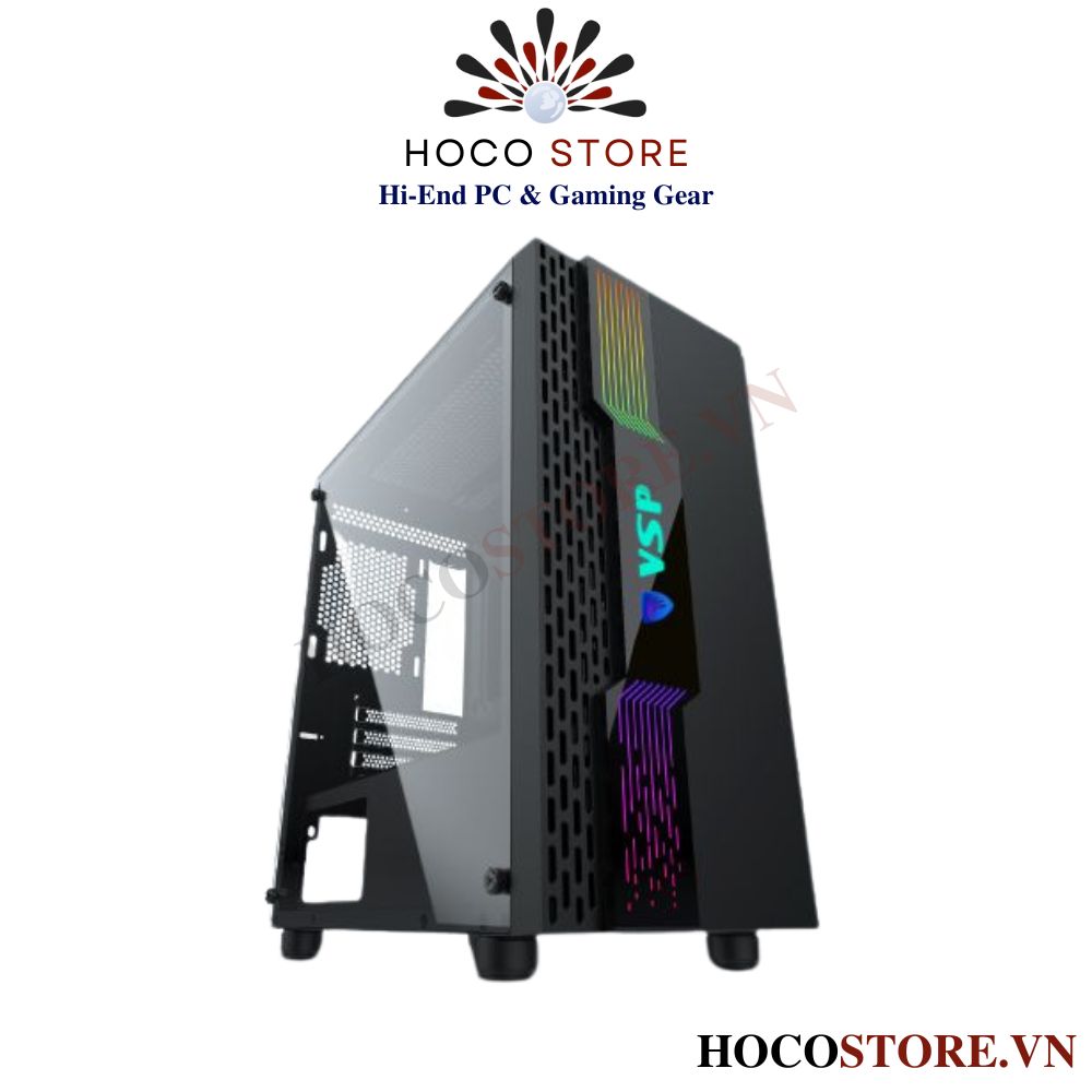 Vỏ Case VSP M05 - Màu Đen Có Sẵn LED RGB | Hoco Store PC