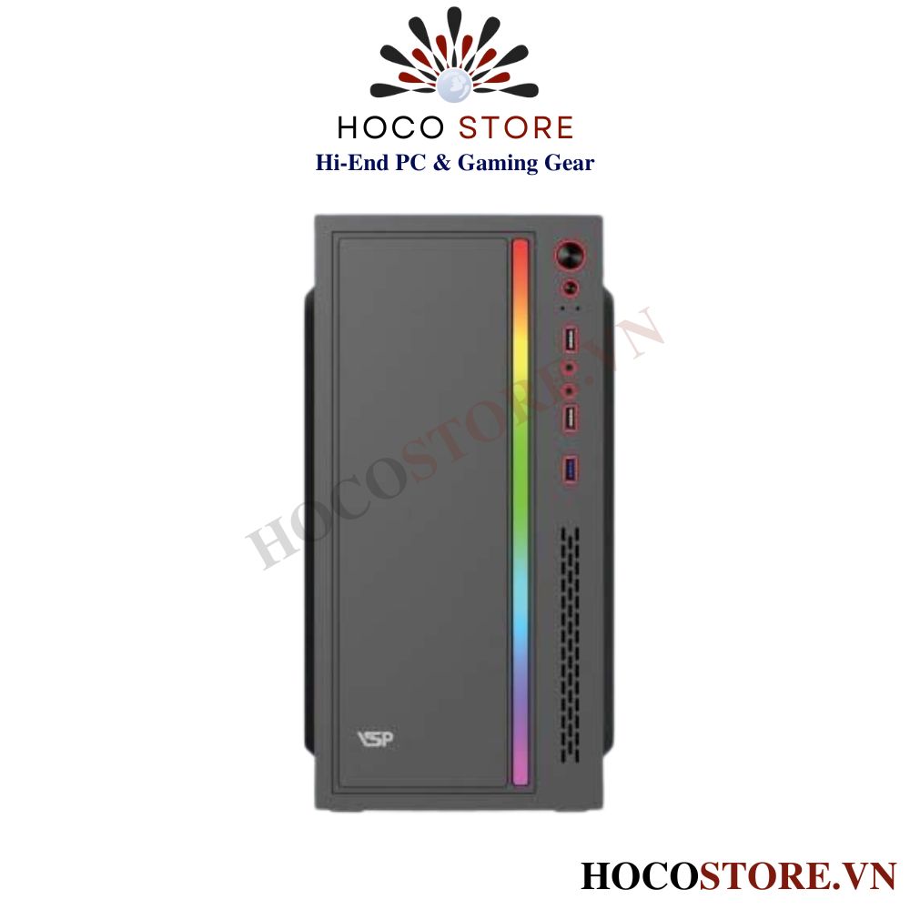 Vỏ Case Máy Tính Văn Phòng VSP V206 Màu Đen: Tối Ưu Hóa Với LED RGB và USB 3.0 l Hoco Store PC