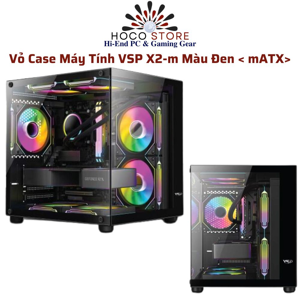 Vỏ Case Máy Tính VSP Aqual X2-M – Case Micro ATX Màu ĐEN