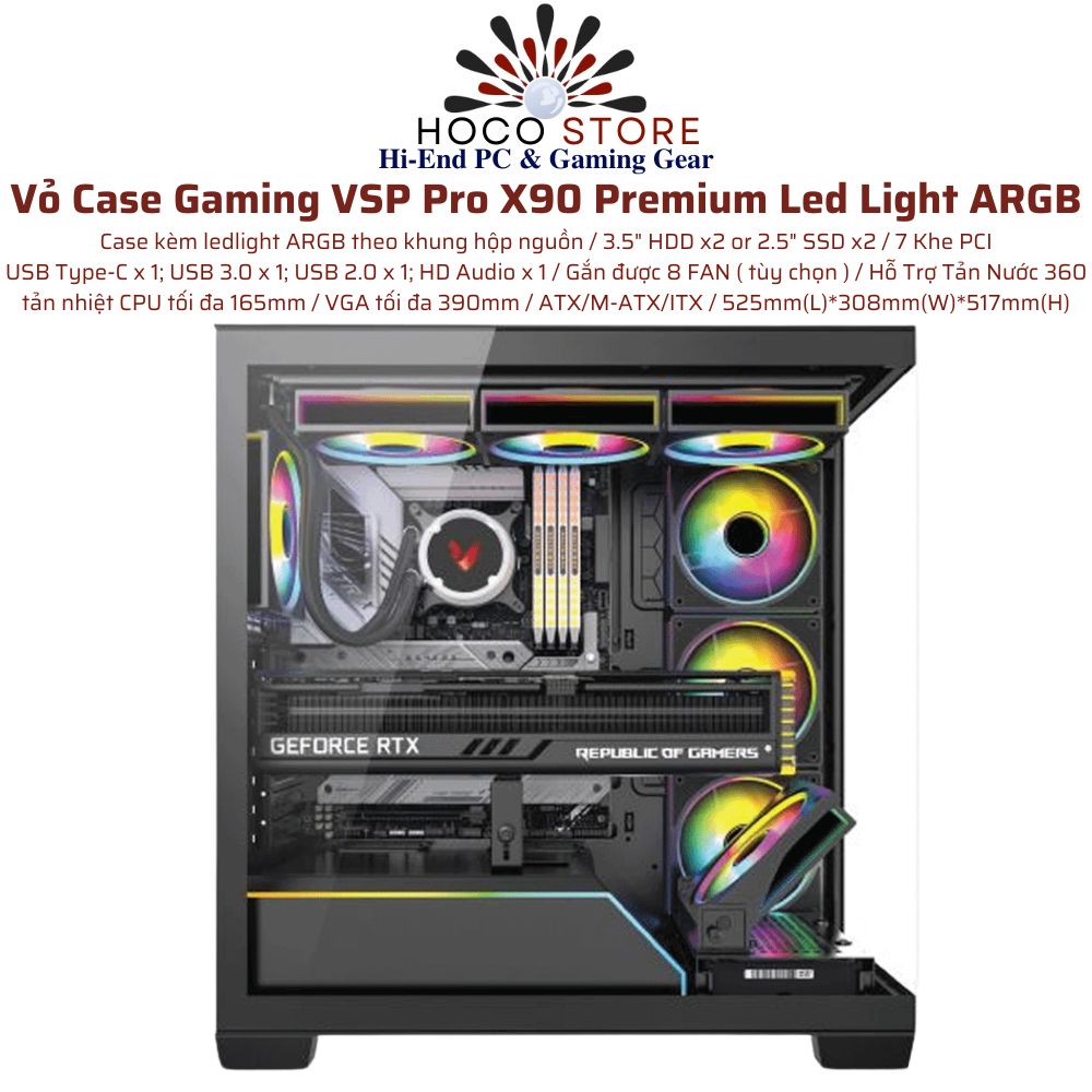 Vỏ Case Gaming VSP Pro X90 Premium Led Light ARGB