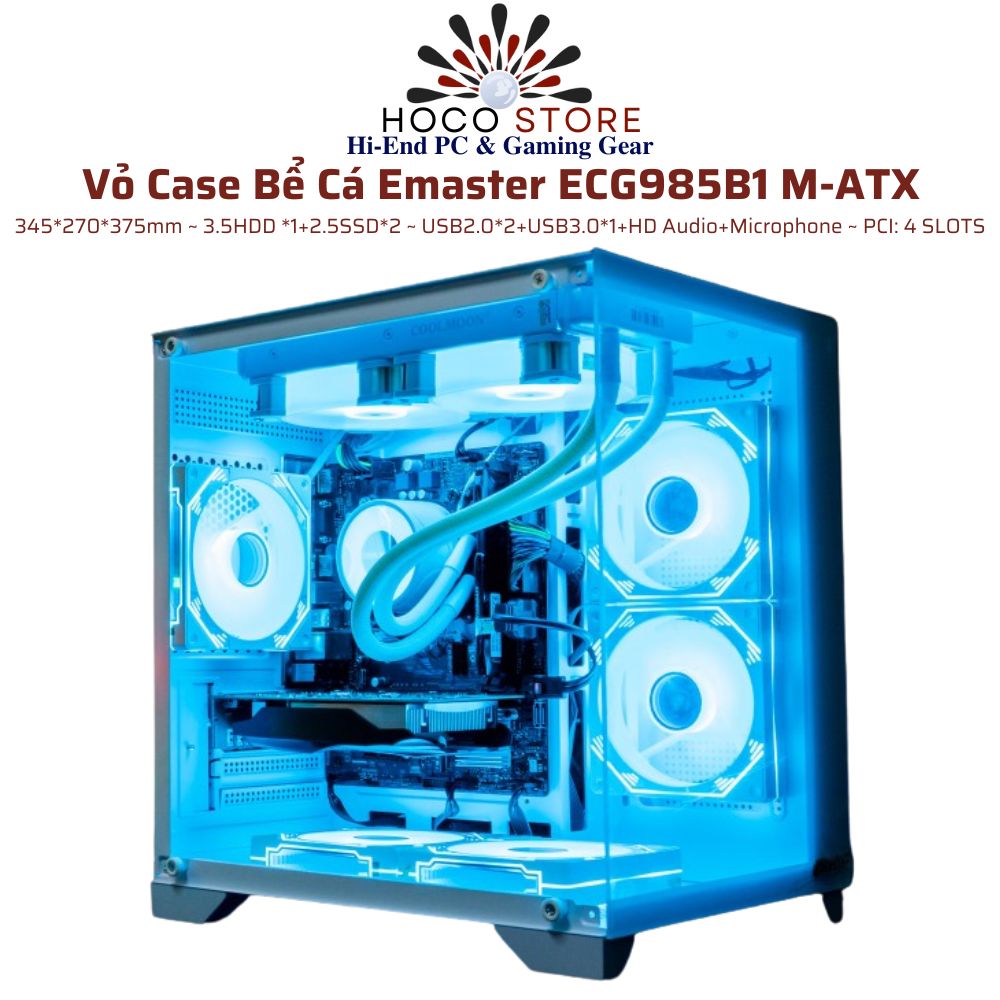 Vỏ Case Bể Cá Emaster ECG985B1W M-ATX Màu Trắng