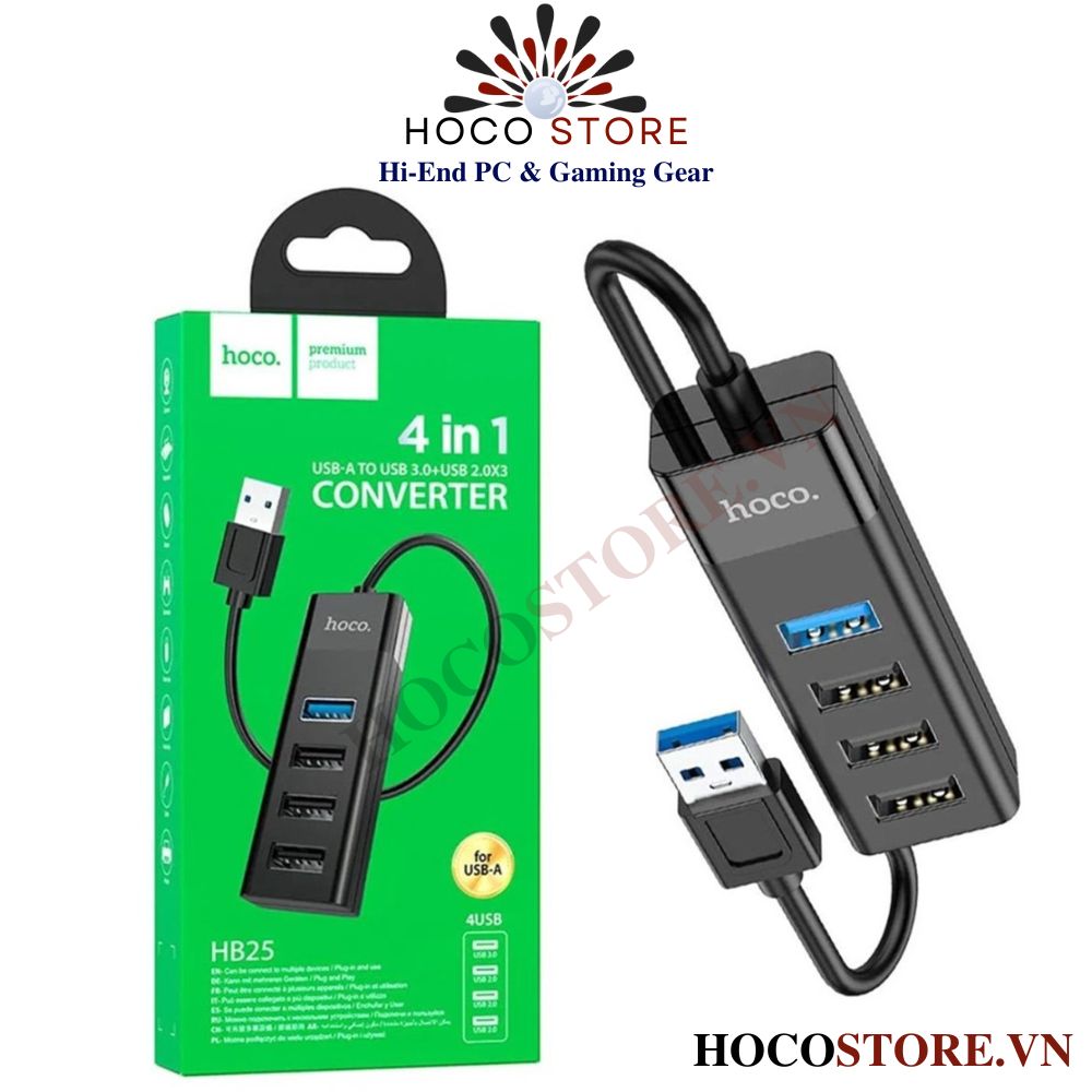 THIẾT BỊ HUB Hoco HB25 USB 3.0 + USB 2.0 l Hoco Store PC