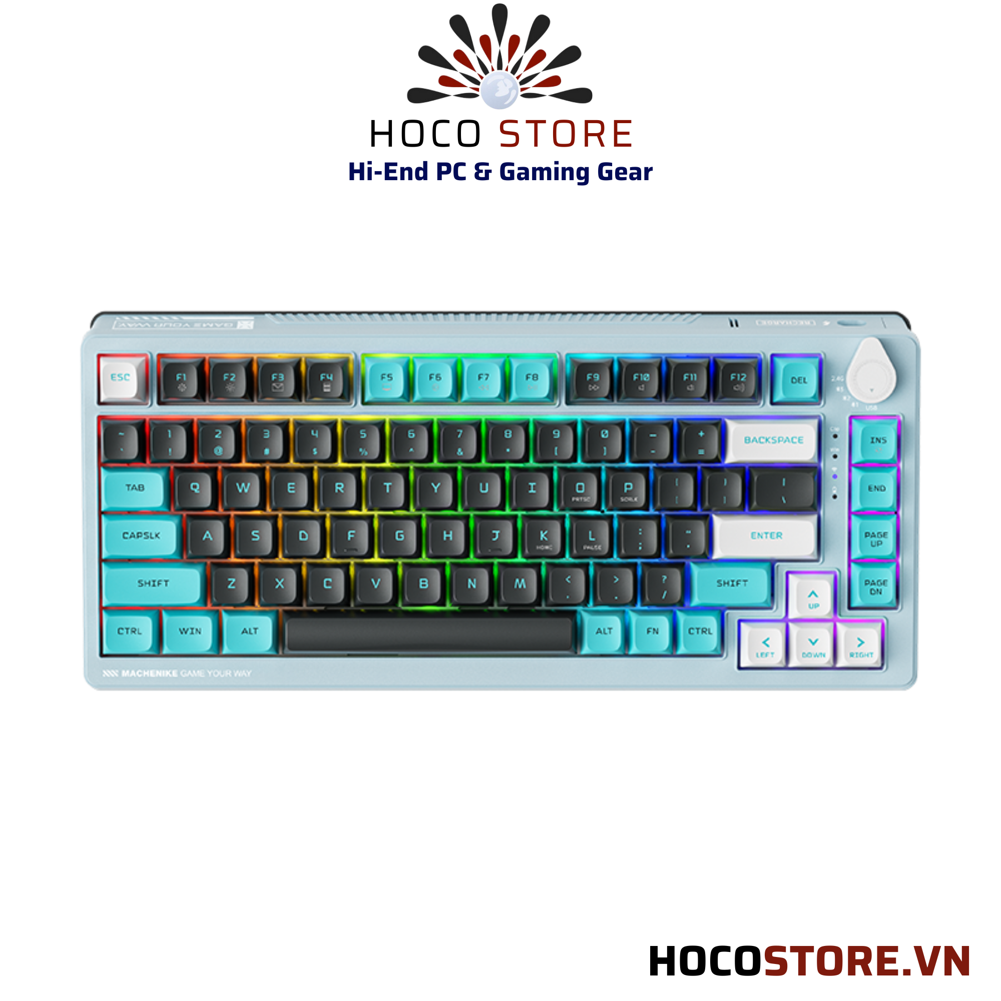 Bàn Phím Cơ Gaming Machenike K600T-B82: Bàn phím Gaming RGB Grey Blue