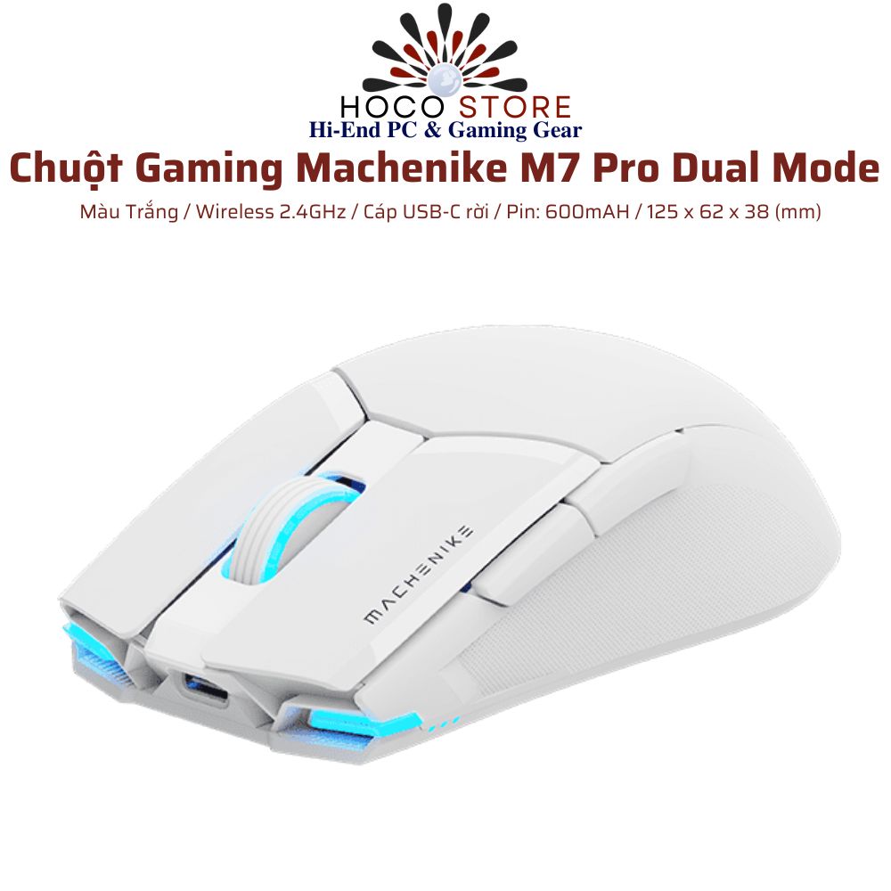 Chuột Gaming Machenike M7 Pro có dây và 2.4 wireless Màu Trắng