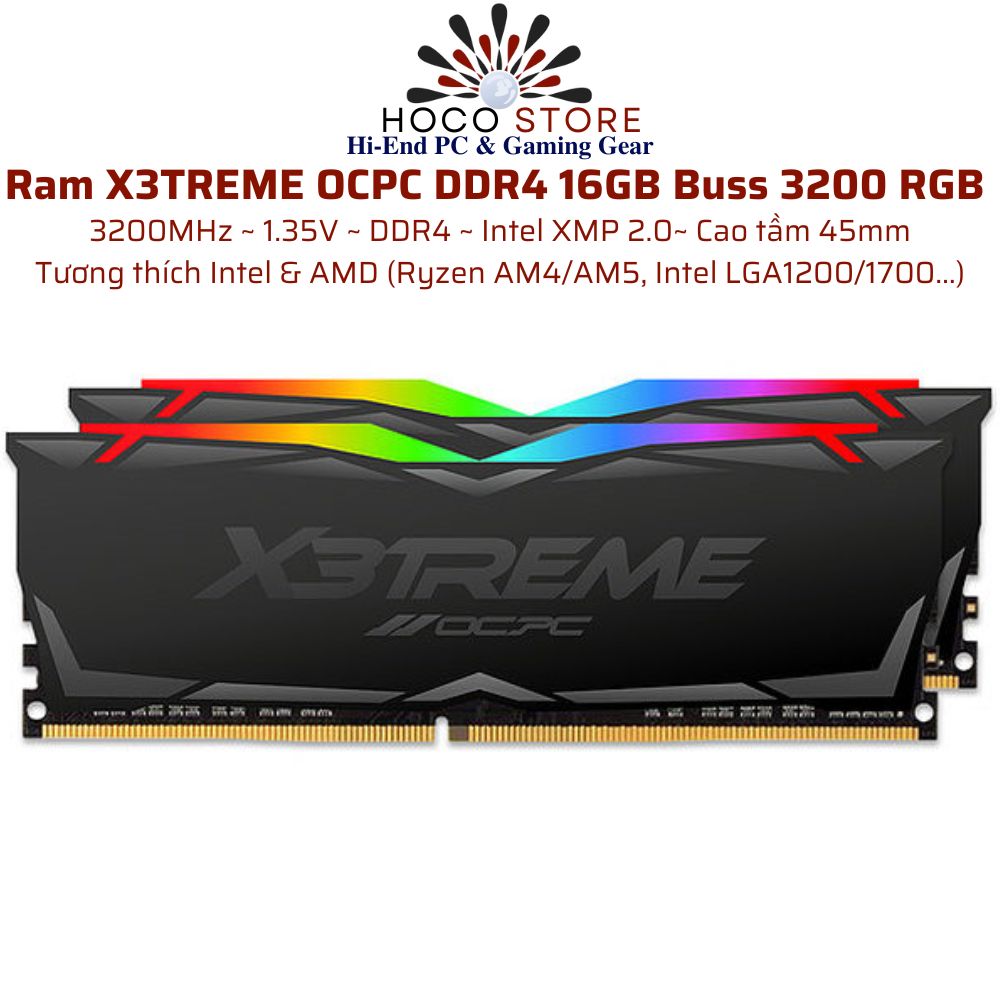 Ram X3TREME OCPC DDR4 16GB Buss 3200 RGB