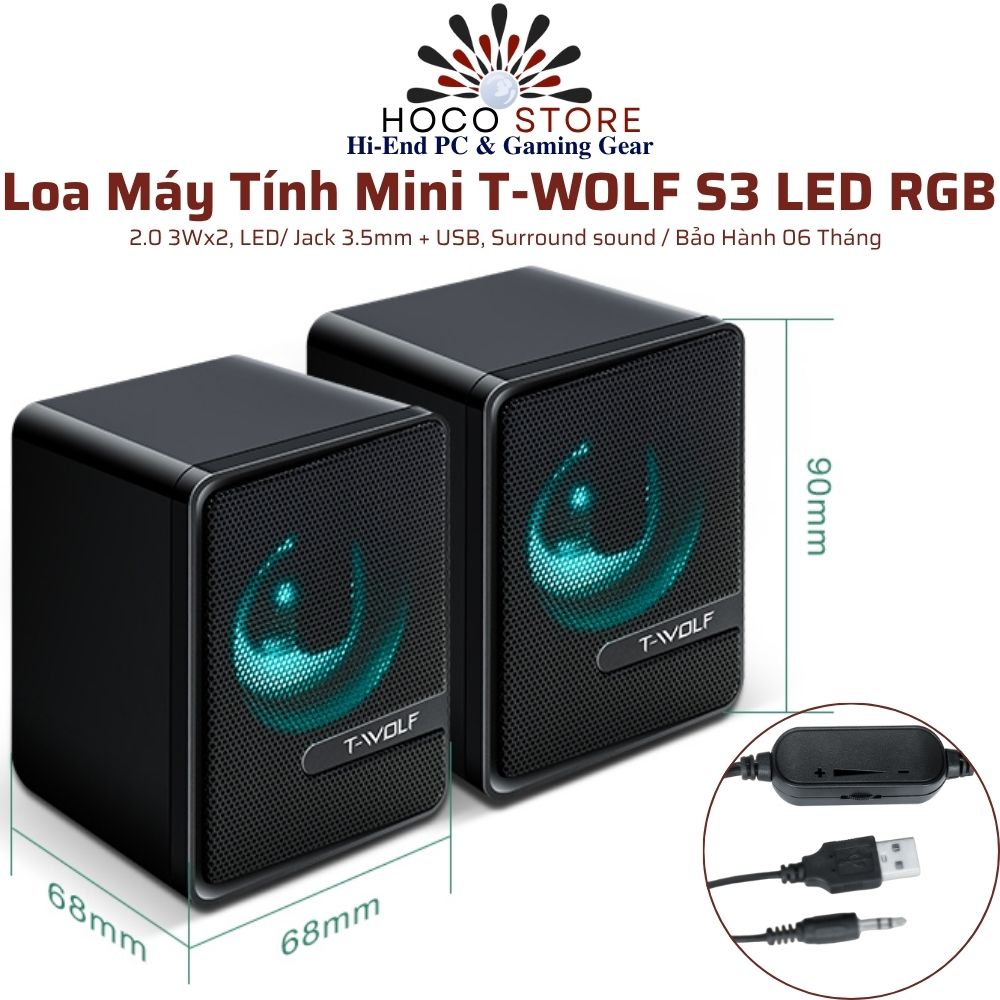 Loa Máy Tính Mini T-WOLF S3 LED RGB