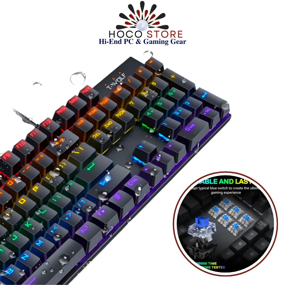 Bàn Phím Cơ Có Dây T-WOLF TW T17 LED 104 Phím