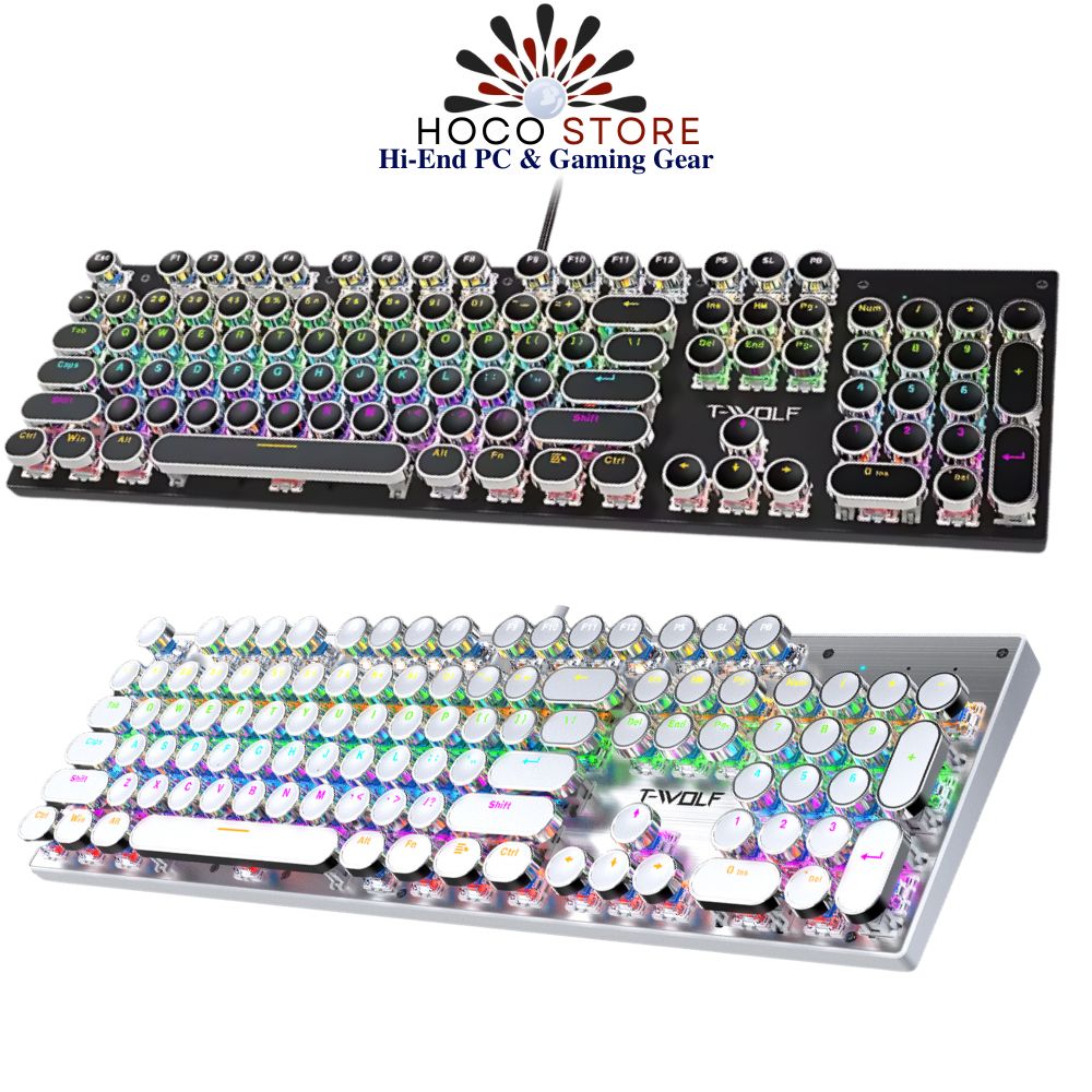 Bàn Phím Cơ Punk Mạ Điện 104 key T-WOLF T75 Blue Switch