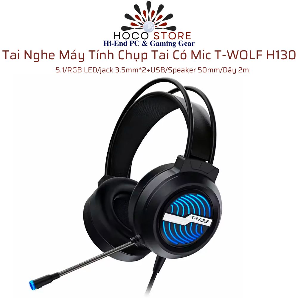 Tai Nghe Máy Tính Chụp Tai Có Mic T-WOLF H130