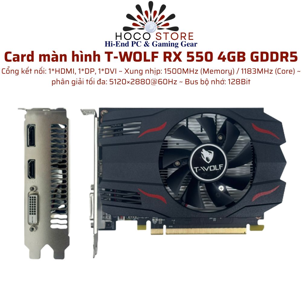 VGA T-WOLF TW RX550 4GB/GRRD5/128bit/HDMI-DP-DVI/1Fan