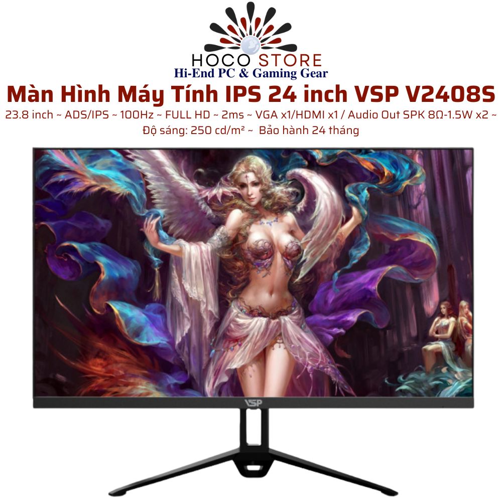 Màn Hình LED Mỏng Tràn Viền VSP V2408S 24 inch FULL HD