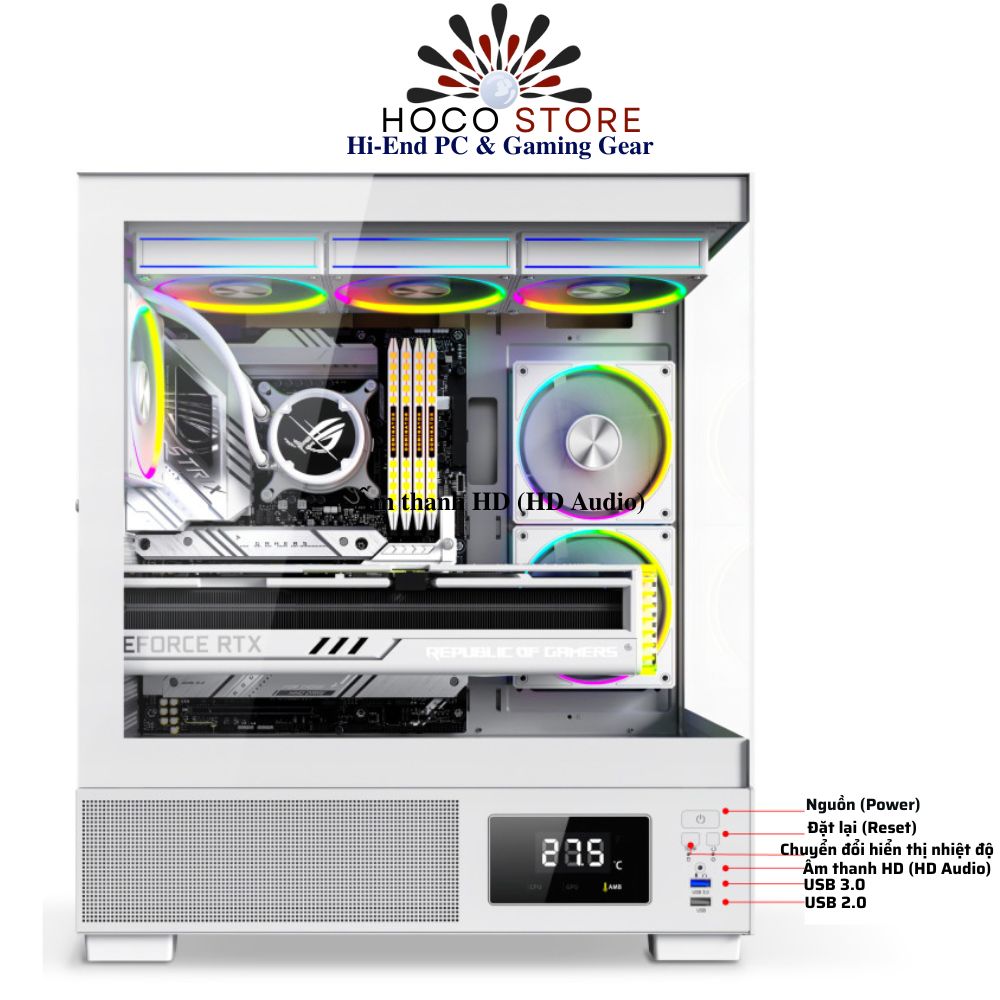 Vỏ Case Máy Tính Gamer X3 Pro White Hiển Thị Nhiệt Độ