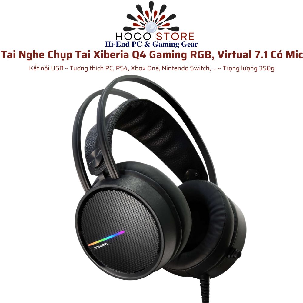 Tai Nghe Chụp Tai Xiberia Q4 Gaming RGB Virtual 7.1 Có Mic