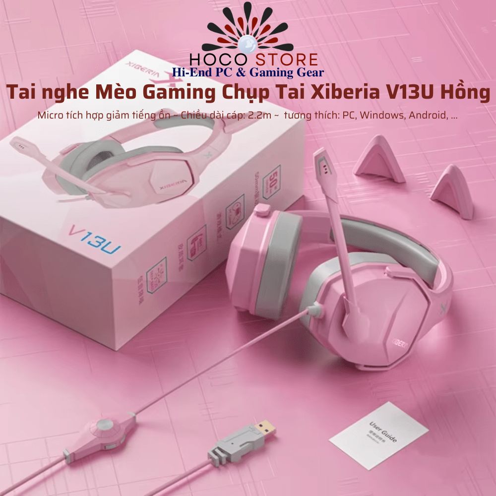 Tai nghe Mèo Gaming Chụp Tai Xiberia V13U Hồng