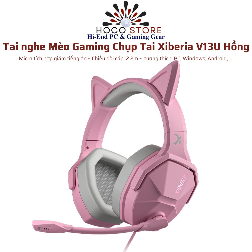 Tai nghe Mèo Gaming Chụp Tai Xiberia V13U Hồng
